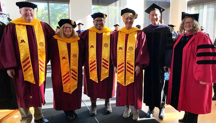 Regents Huebsch, Wheeler, Farnsworth, and Turner participate in new student convocation.